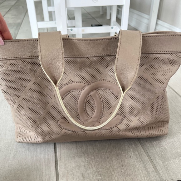Chanel Beige Perforated Caviar Tote - Picture 12 of 16